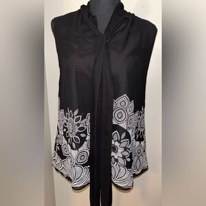 Banana Republic/ black chiffon sleeveless tie front top. Size medium